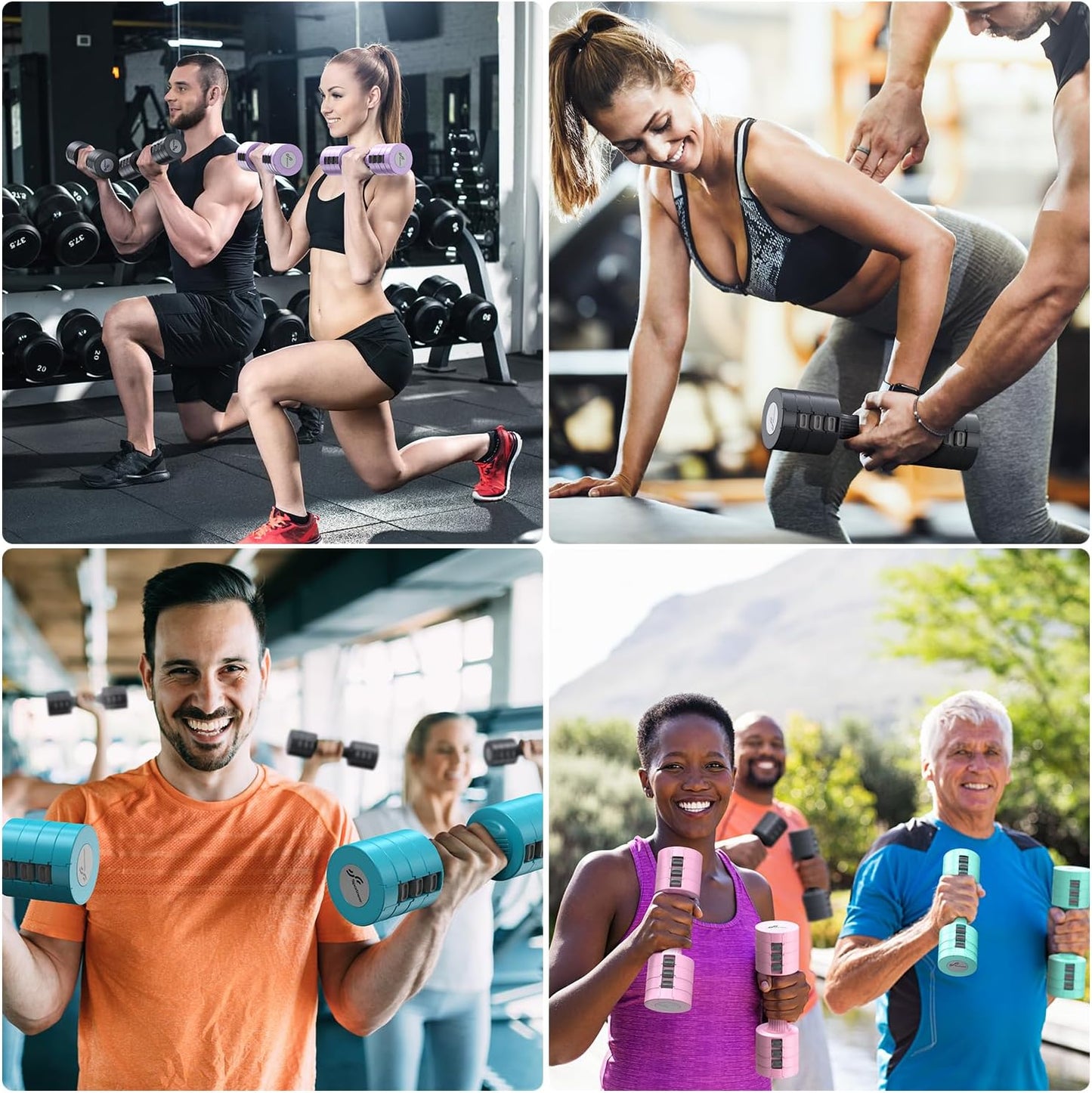 Juego de 2 mancuernas ajustables: Sportneer 2, 3, 4, 5 libras.