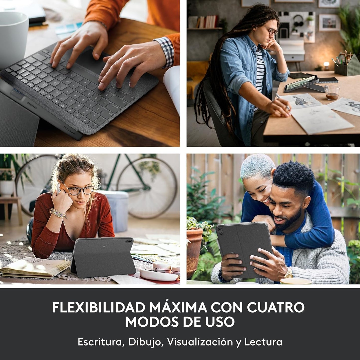 Funda c/teclado extraíble para iPad 10.° gen, Logitech Combo Touch.