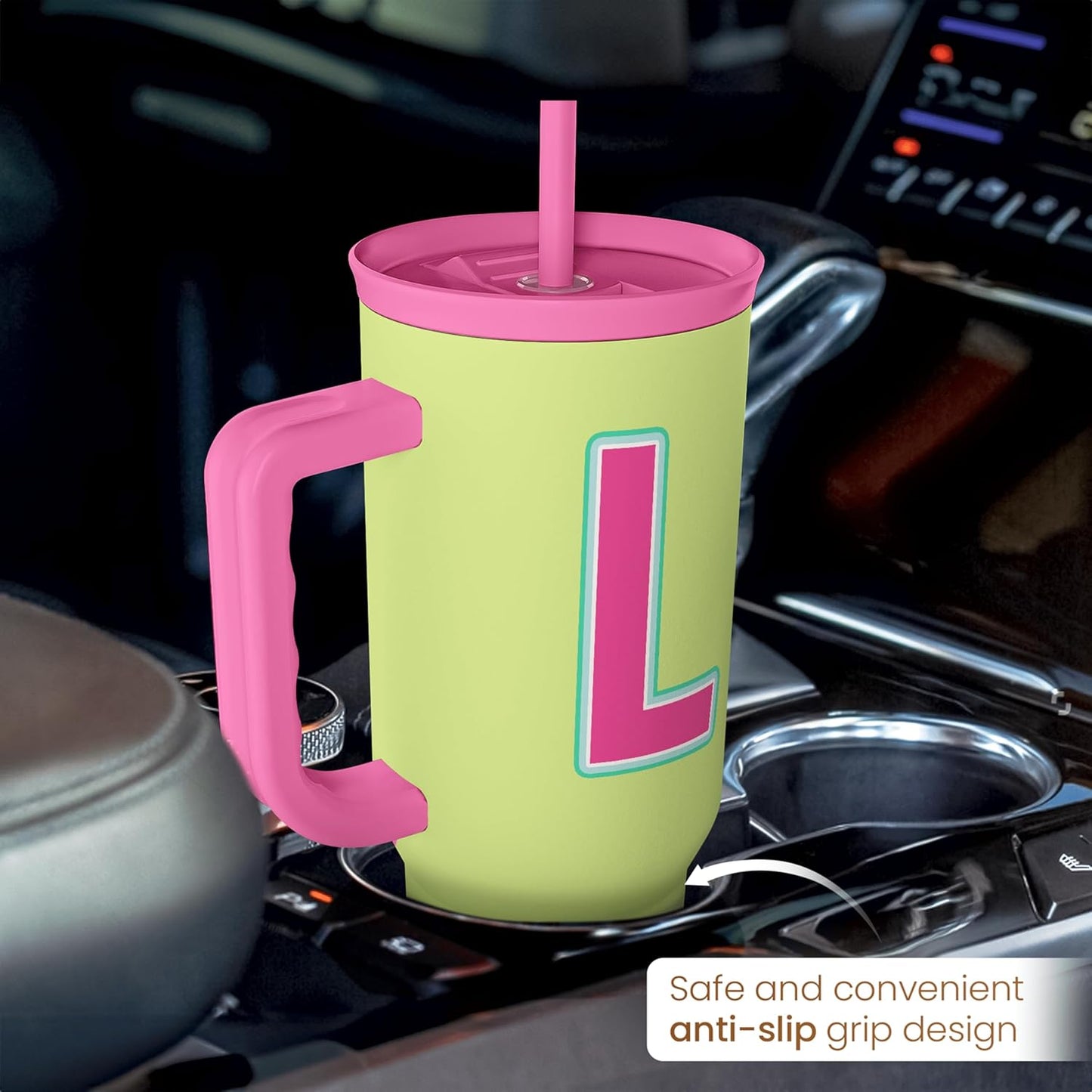 SANDJEST Vaso con monograma y asa, 40 onzas,