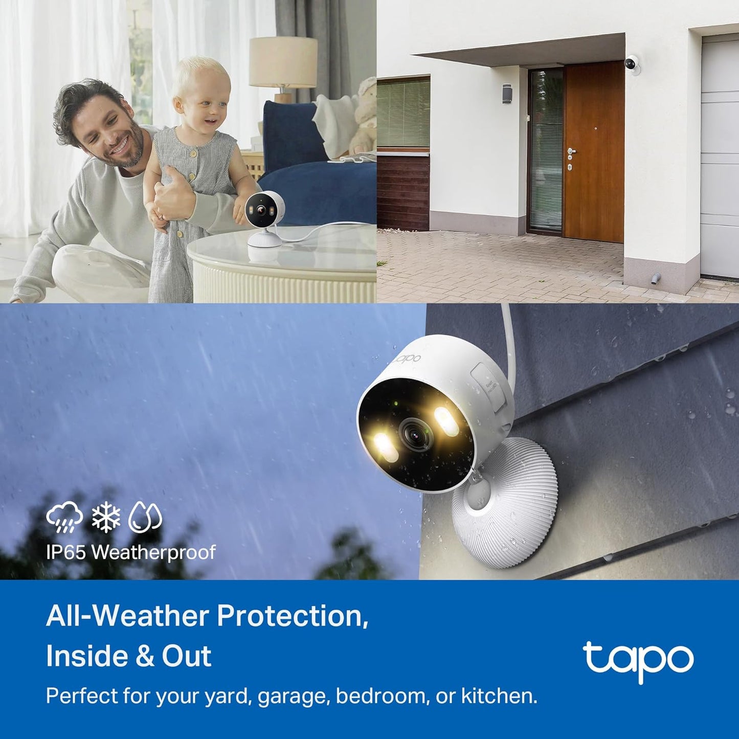 Tapo 1080p Cámara de seguridad para interiores y exteriores .