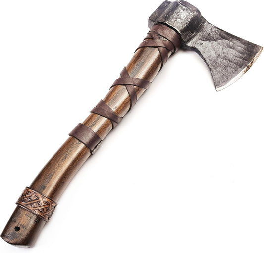 Norse Tradesman Hacha Vikinga, 14", acero al carbono, mango teca.