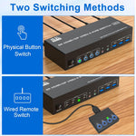 Conmutador, 2 HDMI USB3.0 KVM, Triple Monitor, Switch/micrófono.