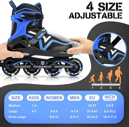 Patines En Línea Ajustables Con Luces LED TALLA XL 26CM