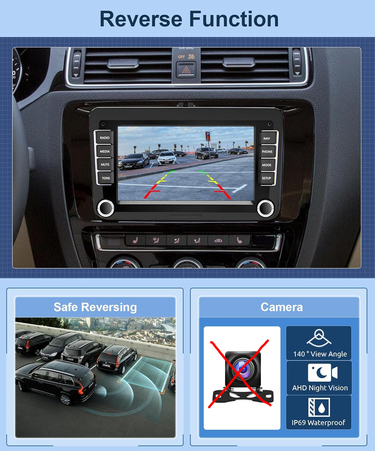 Radio estéreo de coche Android 13 2G+64G 7" (USADO)