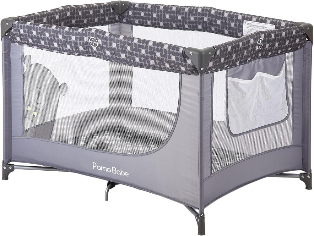 Corral Plegable Para Bebé Con Delgada Colchoneta Gris Café Pamo Babe
