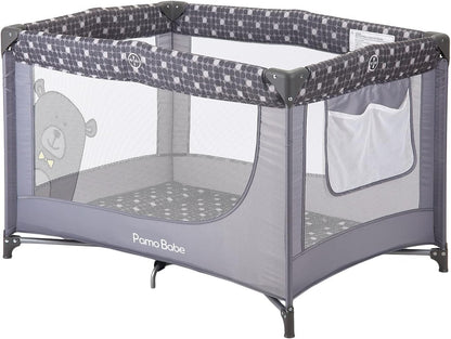 Corral Plegable Para Bebé Con Delgada Colchoneta Gris Café Pamo Babe