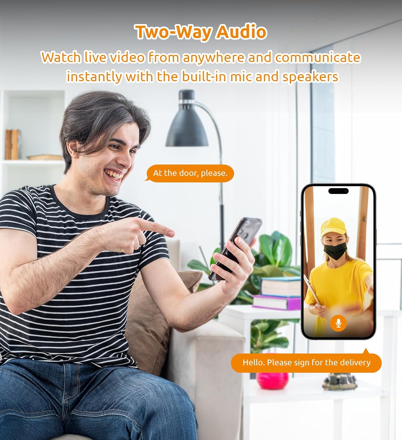 Cámara de video con timbre, conversación de 2 vías, WiFi de 2.4 GHz, TOUCAN