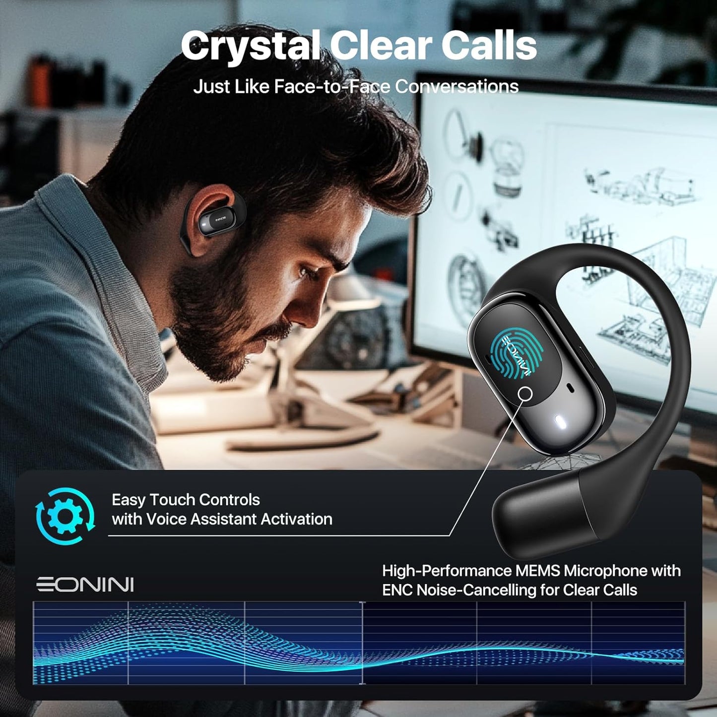 Eonini Auriculares inalámbricos con Bluetooth abiertos