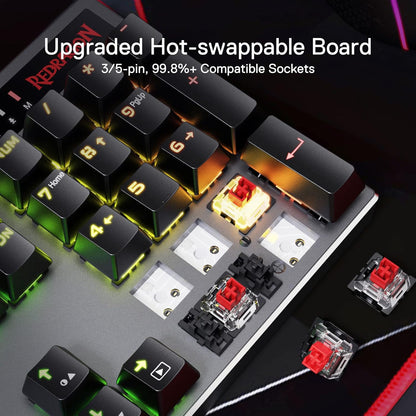 Teclado inalámbrico para juegos, RGB, Redragon, BT/2.4Ghz.