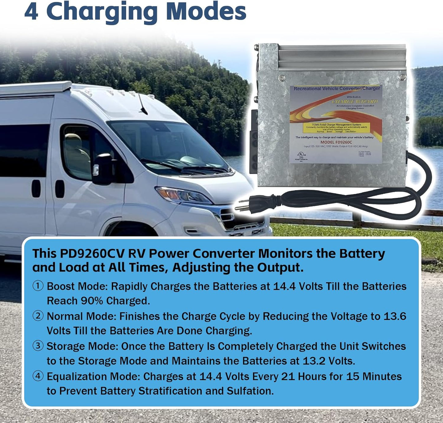 Convertidor de potencia RV de 12 V y 60 amp, Inteli-Power 9200.