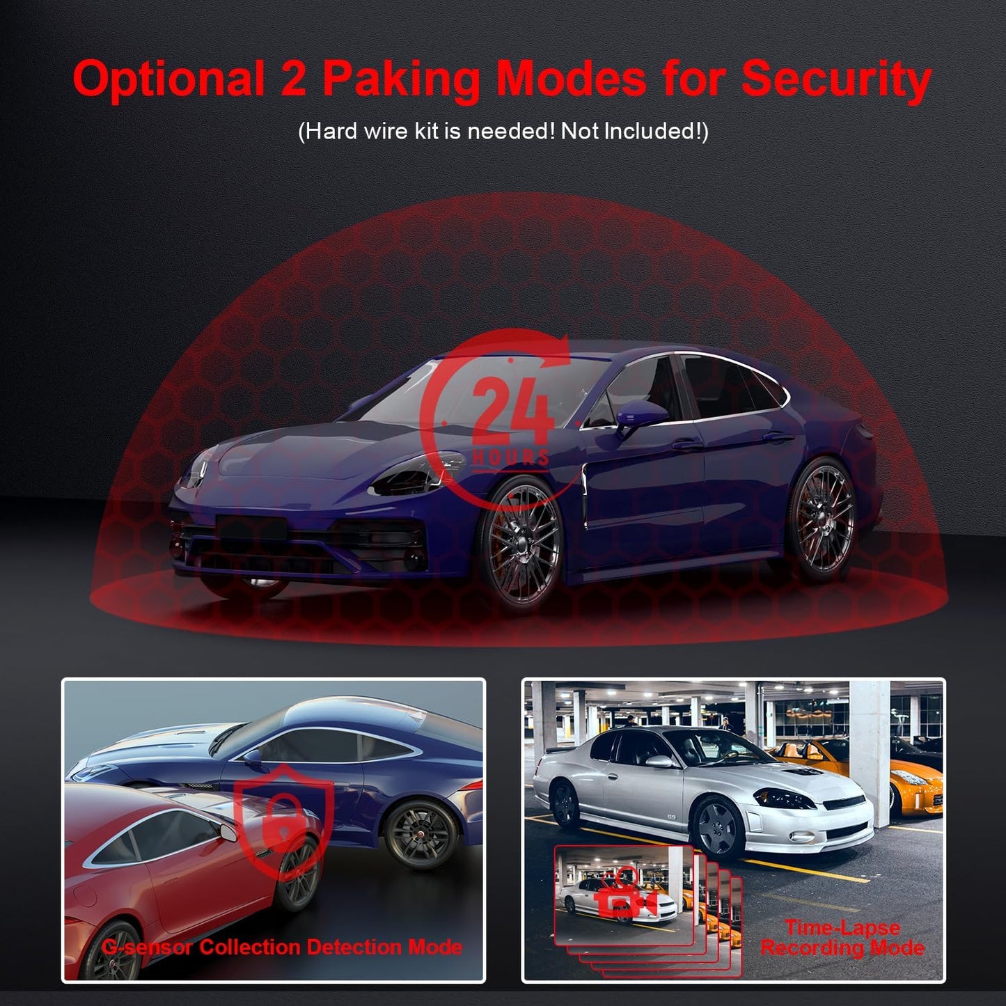 Cámara para coche POYBPCY 4K, WiFi, con tarjeta SD de 64 GB, control por app