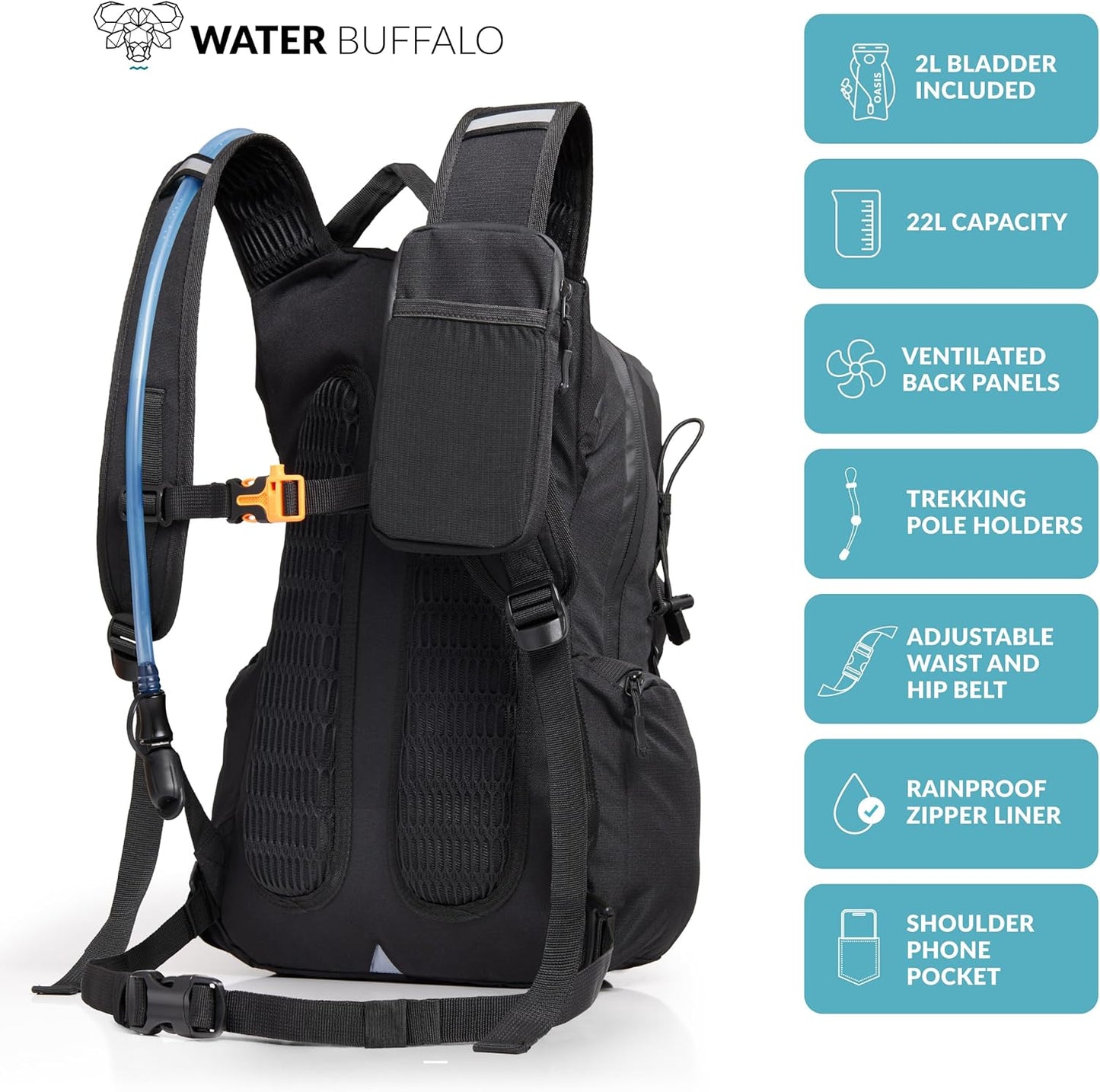 Mochila de hidratación para Senderismo, con vejiga de Agua, (USADA).