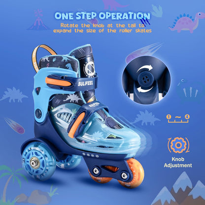 Patines 4 Ruedas SULIFEEL Ajustables Para Niños Con Luces TALLA XS