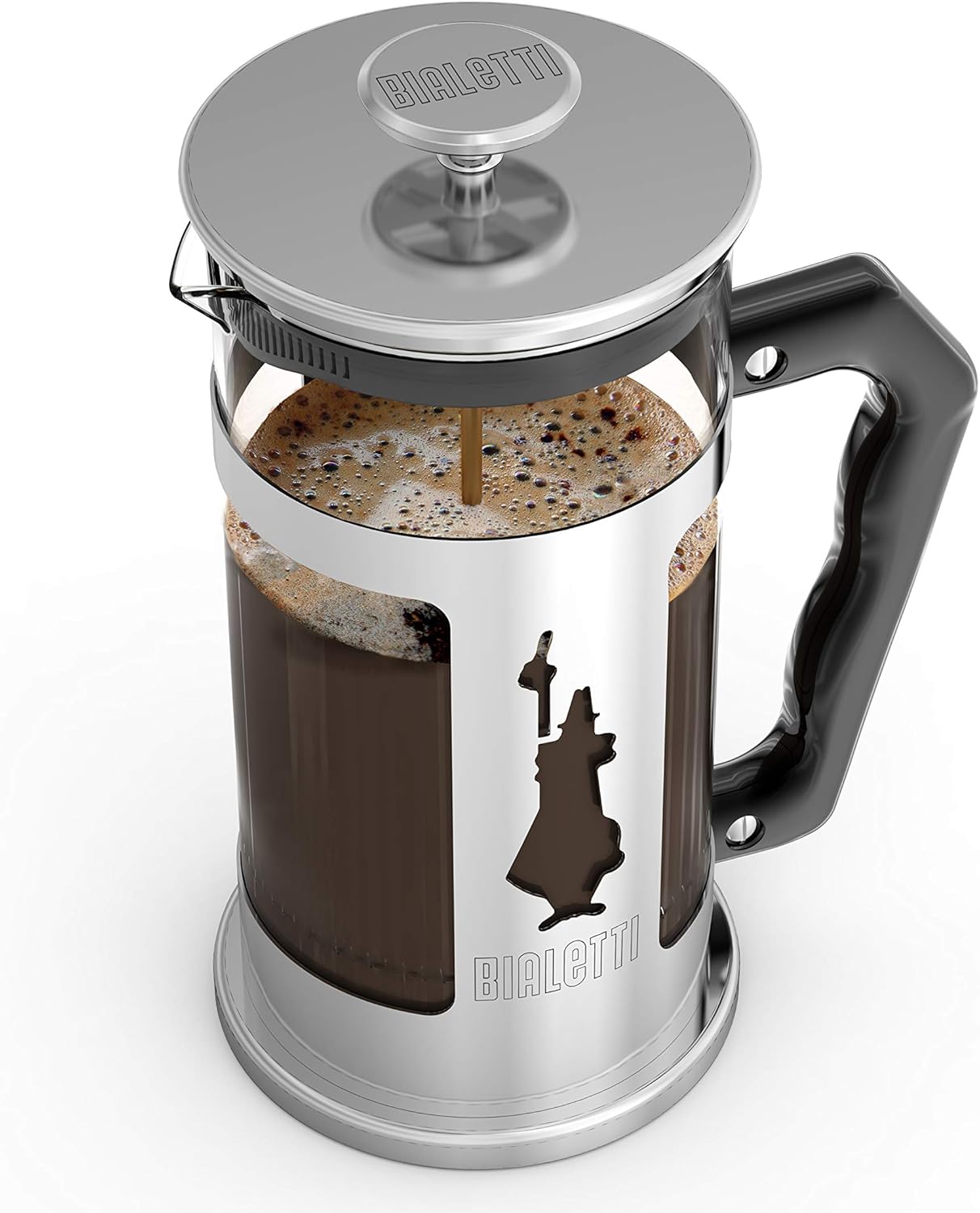 Cafetera francesa Bialetti, Preziosa de acero inoxidable, 3 tazas.