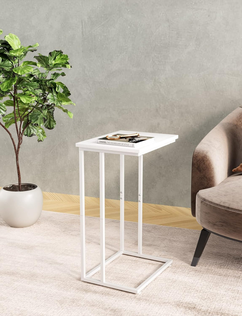 Mesa Lateral En C Innerjoin Para Sofá Blanca Industrial