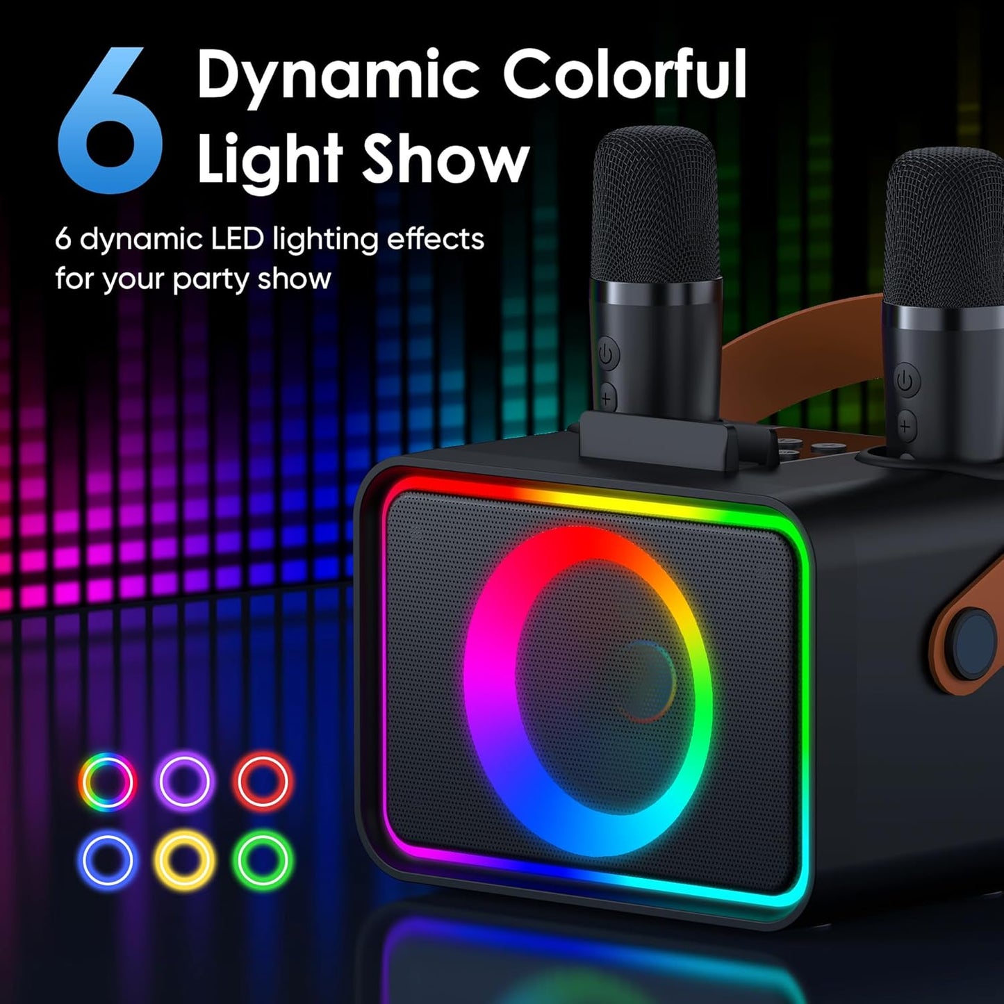Karaoke para Adultos y niños, 2 micrófonos, portátil con Bluetooth.