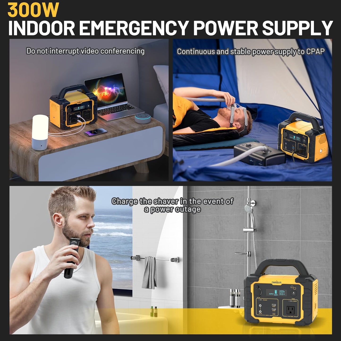 Estación de energía portátil de 300 W, batería de litio.