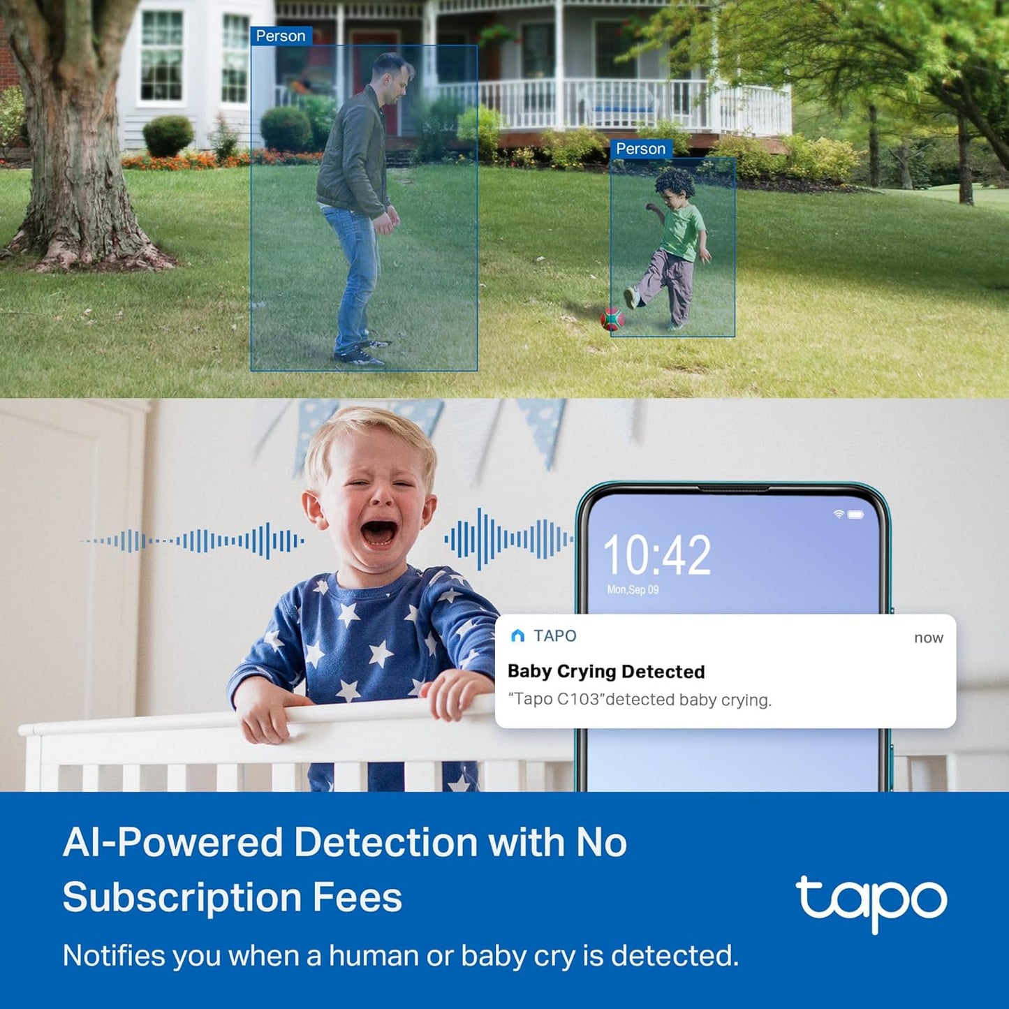 Tapo 1080p Cámara de seguridad para interiores y exteriores .