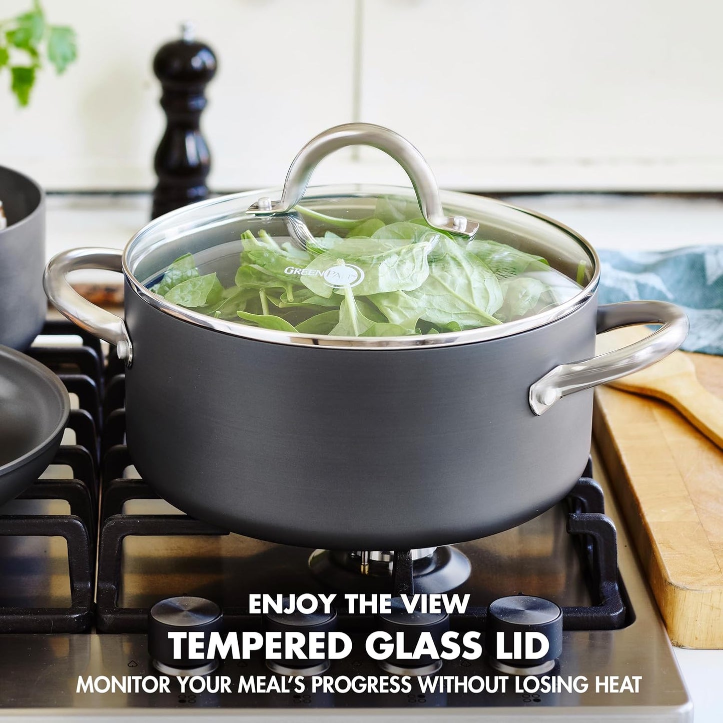 Juego de sartenes de cocina antiadherentes, 12 piezas, (DETALLE).