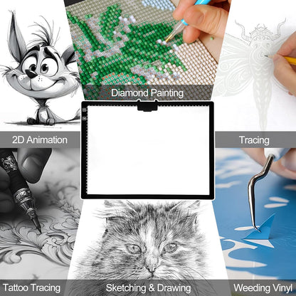 Almohadilla de luz LED para dibujo, recargable A3-D40, (USADO).