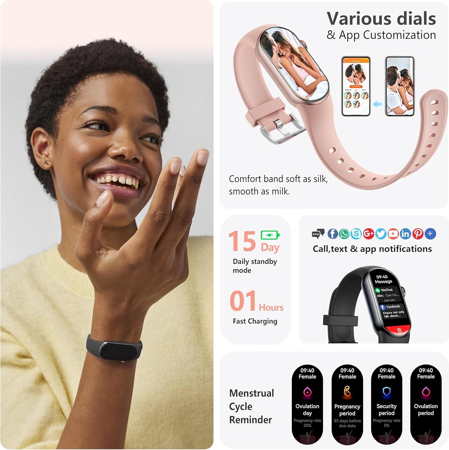 FITVII Ole Fitness Tracker AMOLED de 1.6 Pulgadas