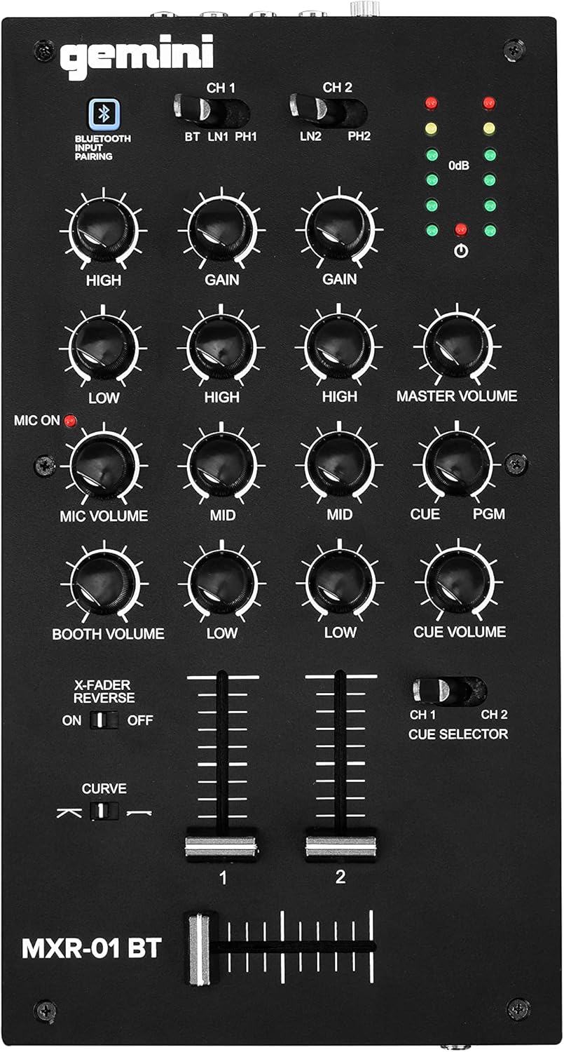 Mezclador DJ Gemini 2 Canales Bluetooth MXR-01BT