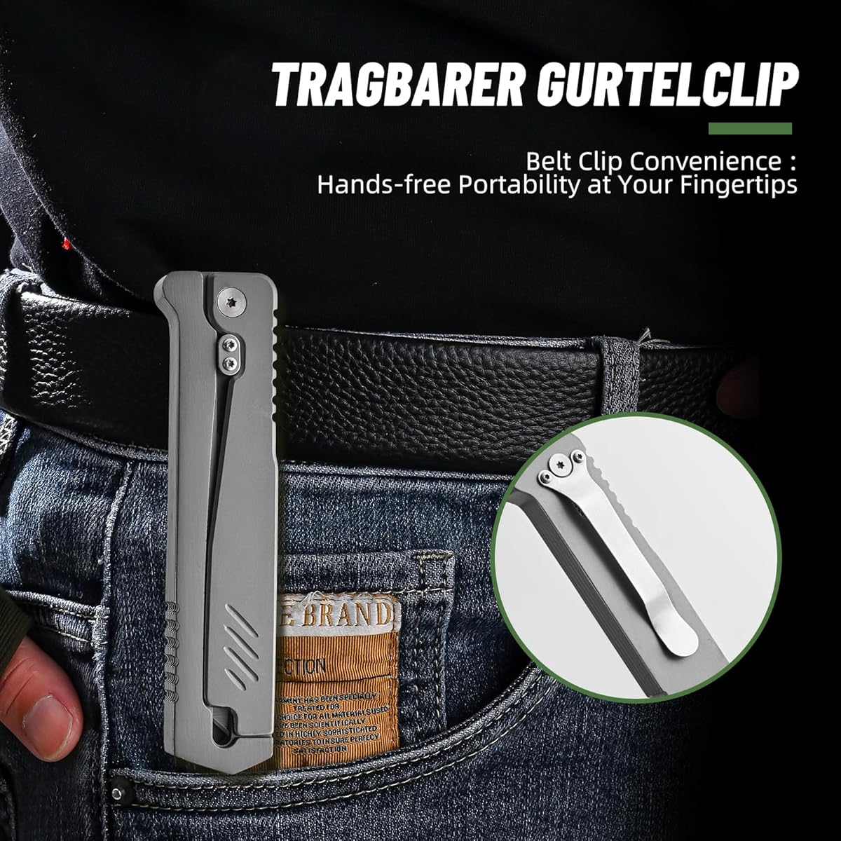 Navaja plegable con bloqueo Treszen Carrot Knife, (DETALLE).