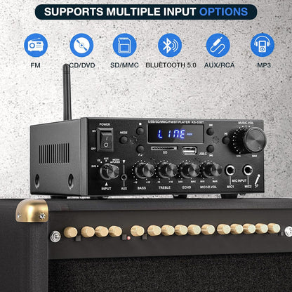 Receptor amplificador de audio estéreo KS-33BT