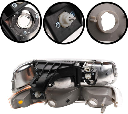 Faros transparentes cromadas para Silverado 00-06 Tahoe Suburban 1500 2500/99-02