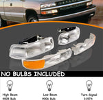 Faros transparentes cromadas para Silverado 00-06 Tahoe Suburban 1500 2500/99-02