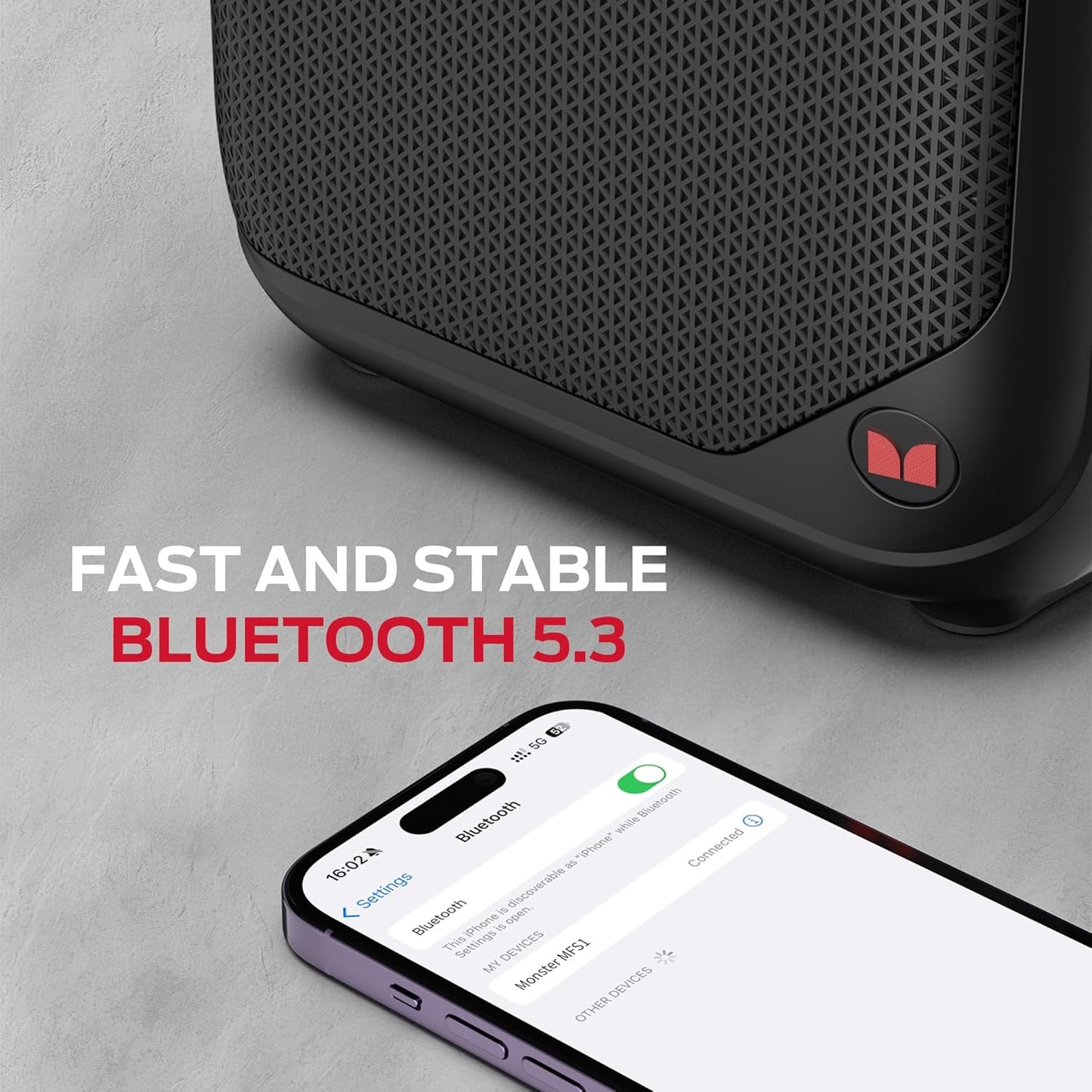 Altavoz Bluetooth inalámbrico con sonido estéreo, Monster MFS1.