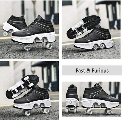 Patines Tipo Tenis Con Ruedas Ocultas Retráctiles EUR 38 25.3CM Negro