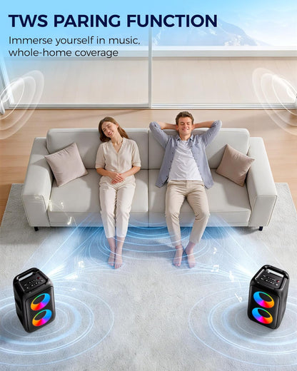 Karaoke Altavoz Bluetooth con 2 micrófonos T-08