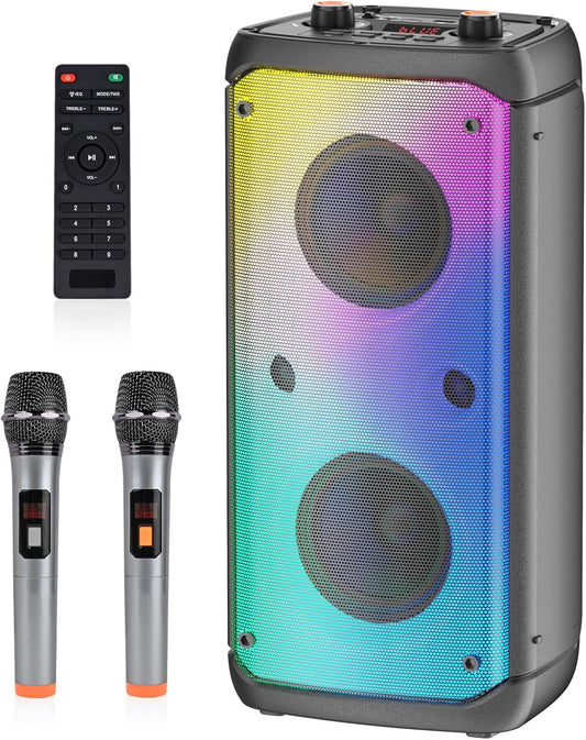Altavoz Bluetooth Q55, con 2 microfonos, luces RGB,(DETALLE).