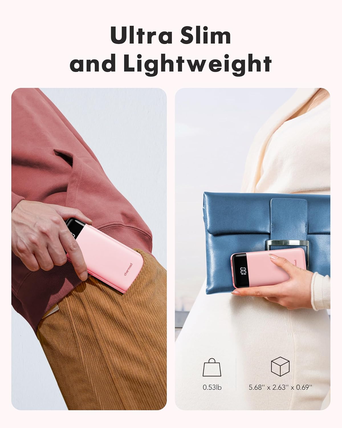 Charmast Cargador portátil con cables incorporados