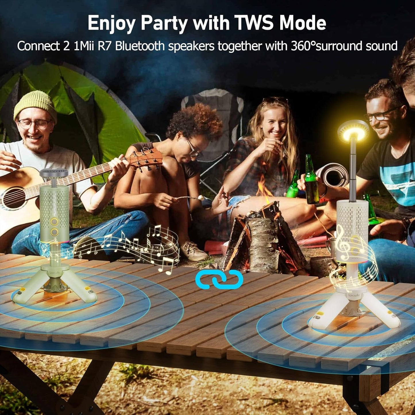 1Mii Lavaudio, Linterna de campamento con altavoz Bluetooth.