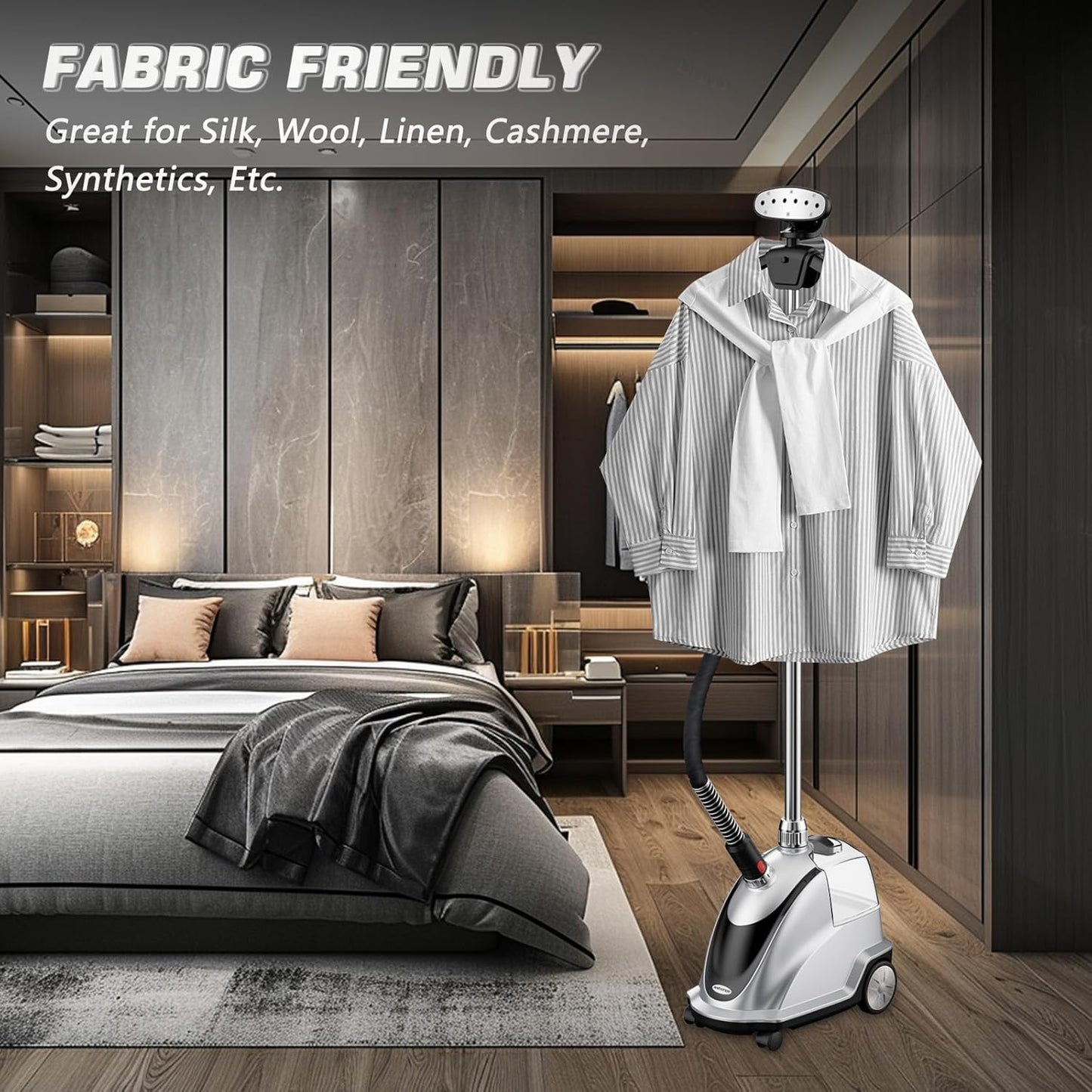 Anthter Vaporizador para ropa, 2.4L, con ruedas, plateado,(USADO).