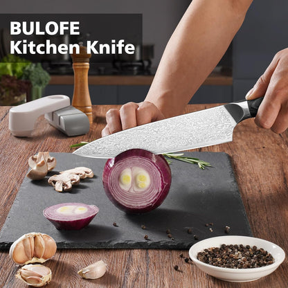 Cuchillo de chef de 8", con afilador y protector de dedos, Bulofe.