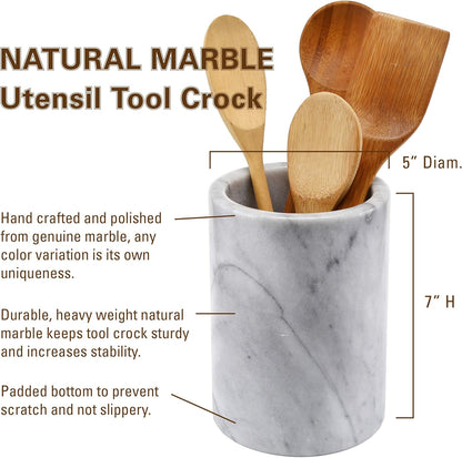 Soporte para utensilios de cocina y enfriador de vino, mármol blanco natural