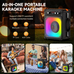 Máquina de karaoke, Bluetooth-portátil, HHWR con 2 micrófonos.