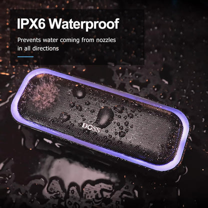 Altavoz Bluetooth, sonido estéreo, DOSS SoundBox Pro, IPX6 impermeable.