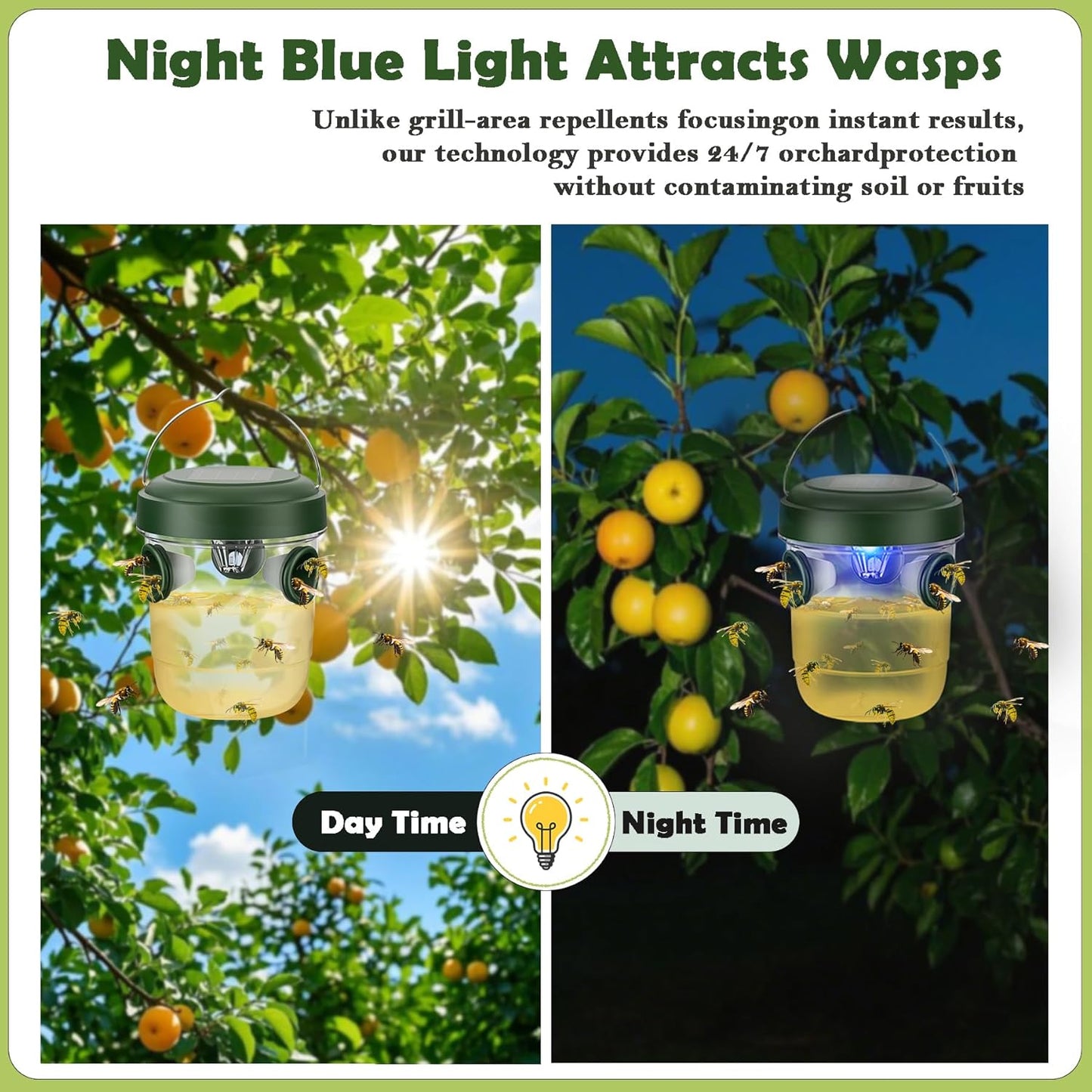 Trampas para avispas para colgar al aire libre, con energía solar.