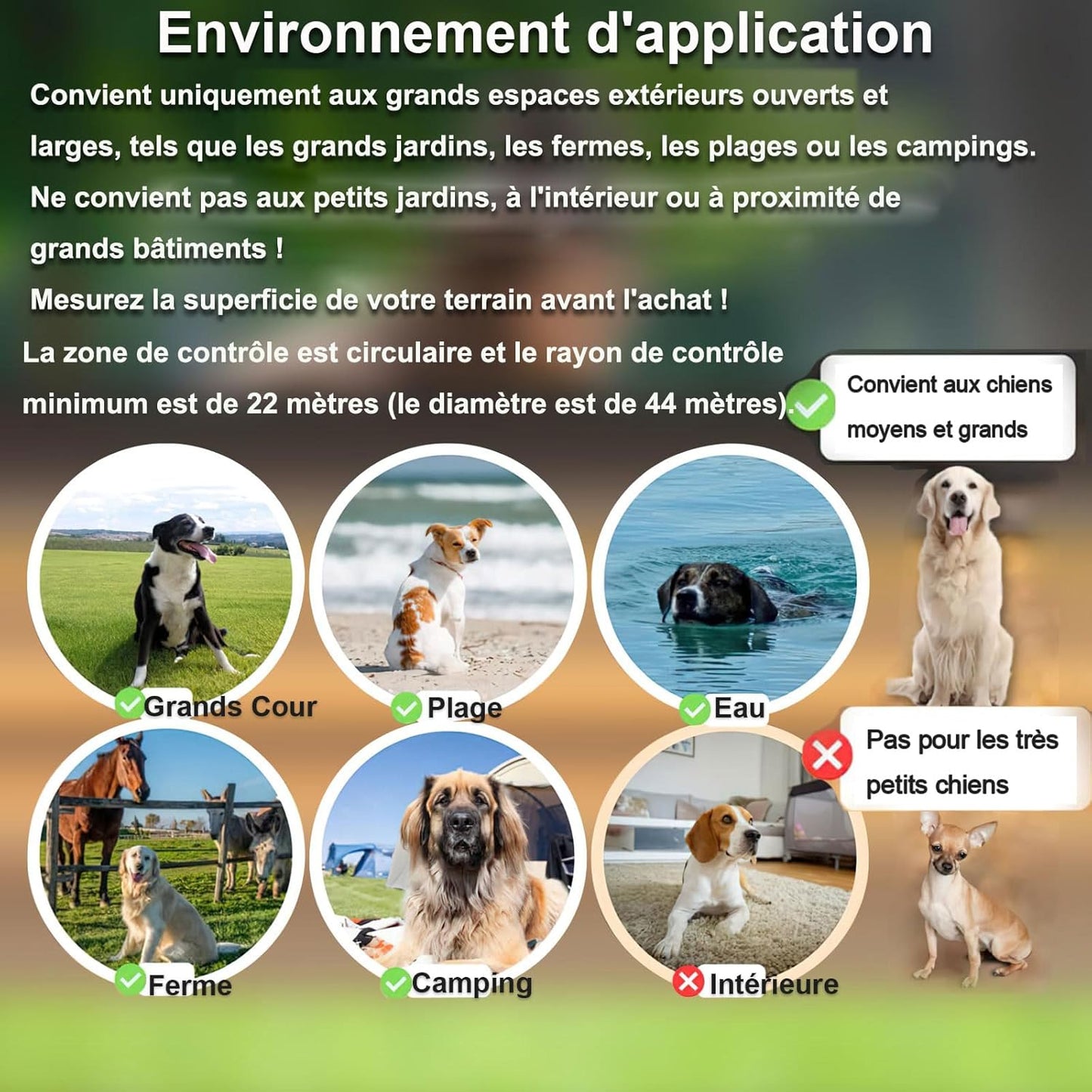 Collar inalámbrico con GPS para perros, valla antiescape con 3 modos.