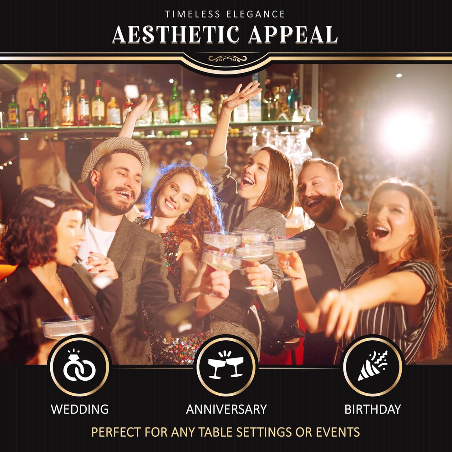 Juego de 4 copas de champán para café, cóctel vintage