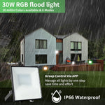 Focos LED para exteriores Lulijay de 30W, Bluetooth Smart, IP66