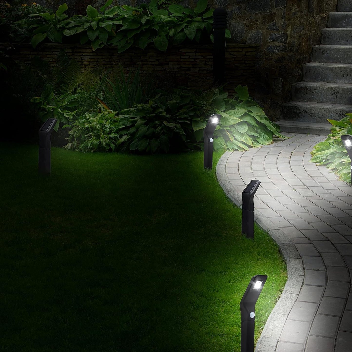 Morvat, Luz solar con sensor de movimiento, para jardin, paisaje.