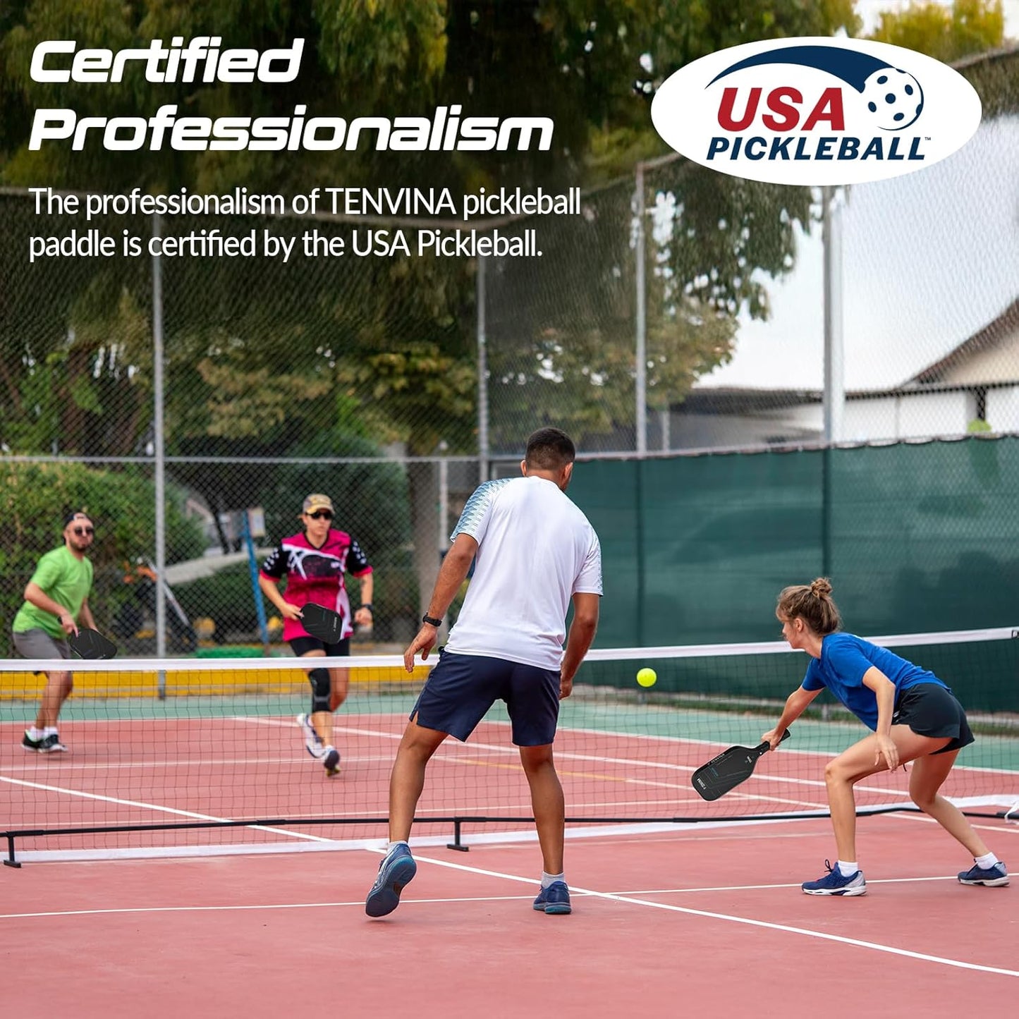 Palas de Pickleball TENVINA, de fibra de carbono texturizada multicapa.