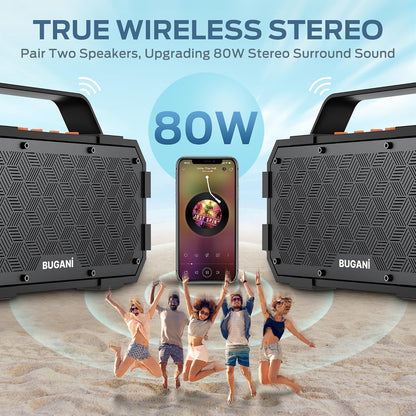 Altavoz Bugani M90, Bluetooth de 40W, Impermeable IPX6, Sonido stereo