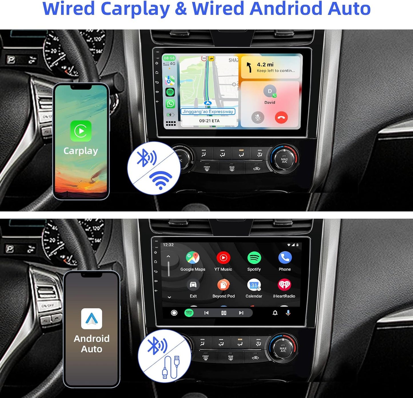Estéreo para coche Nissan Altima 2013, Camara trasera, Carplay.