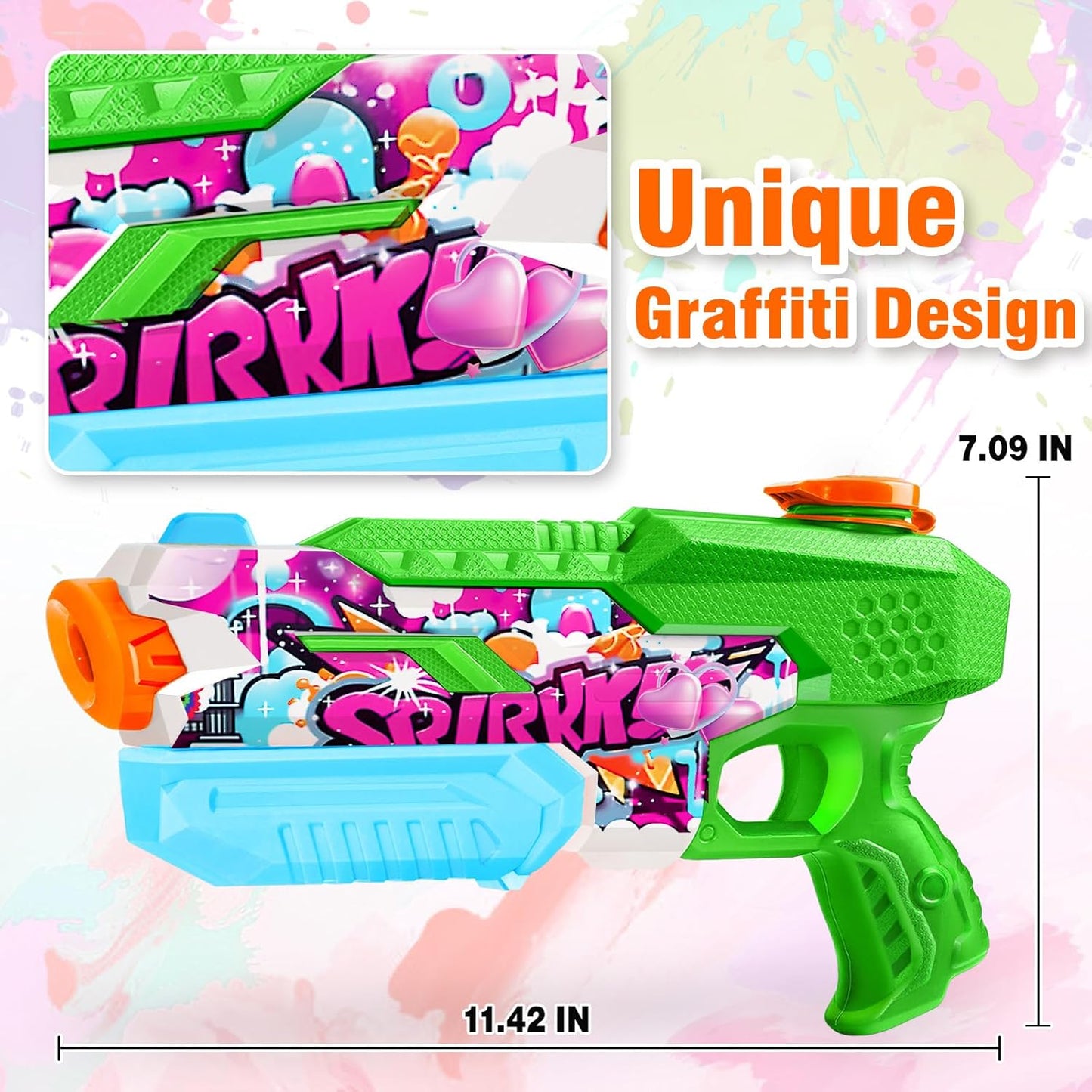 4 Pistolas de agua para adultos y niños 600 cc 32ft